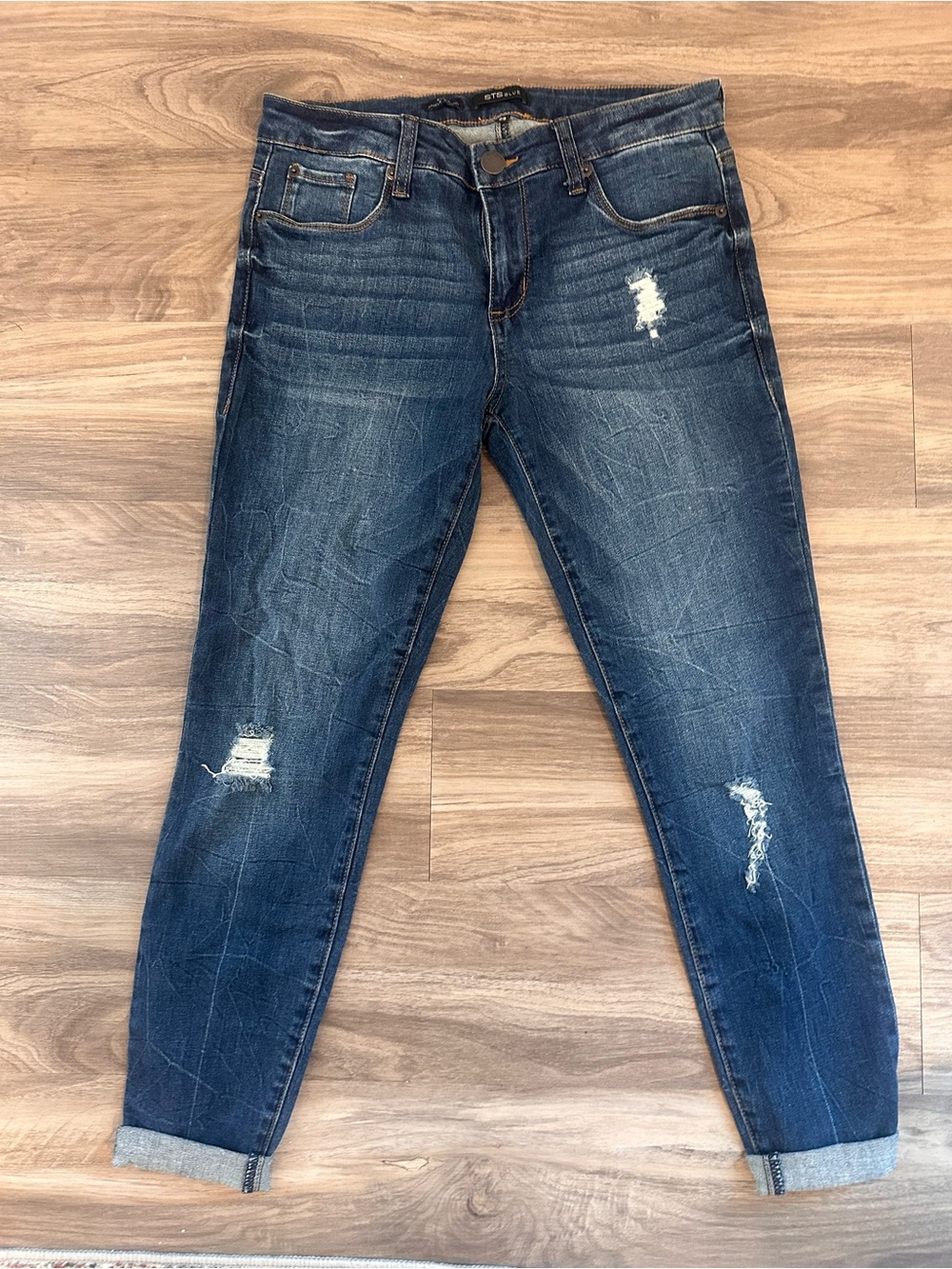 STS Blue Women's Skinny Jeans - Dark Blue Distressed
